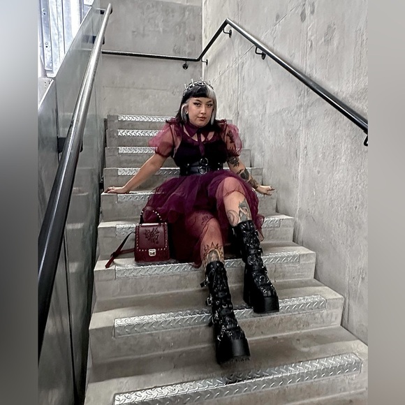 NWT Disturbia Headhunter Frill Yoke Gown Purple US 4 / UK 8 - Picture 12 of 12